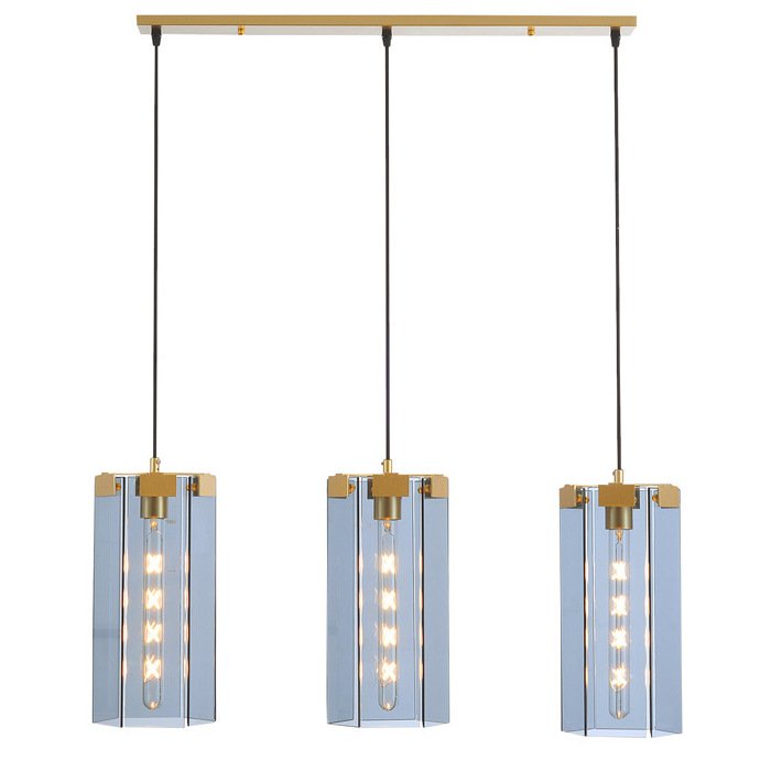 Люстра Rectangle Gray Glass Pendant Lamp 3 Золотой Прозрачное Стекло Люстра Rectangle Gray Glass Pendant Lamp 3 Золотой Прозрачное Стекло в Кирове | Loft Concept