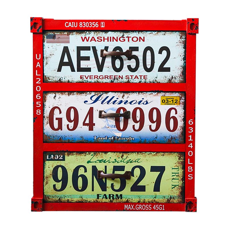 Тумба Car Plate Numbers Красный Мульти Тумба Car Plate Numbers Красный Мульти в Кирове | Loft Concept