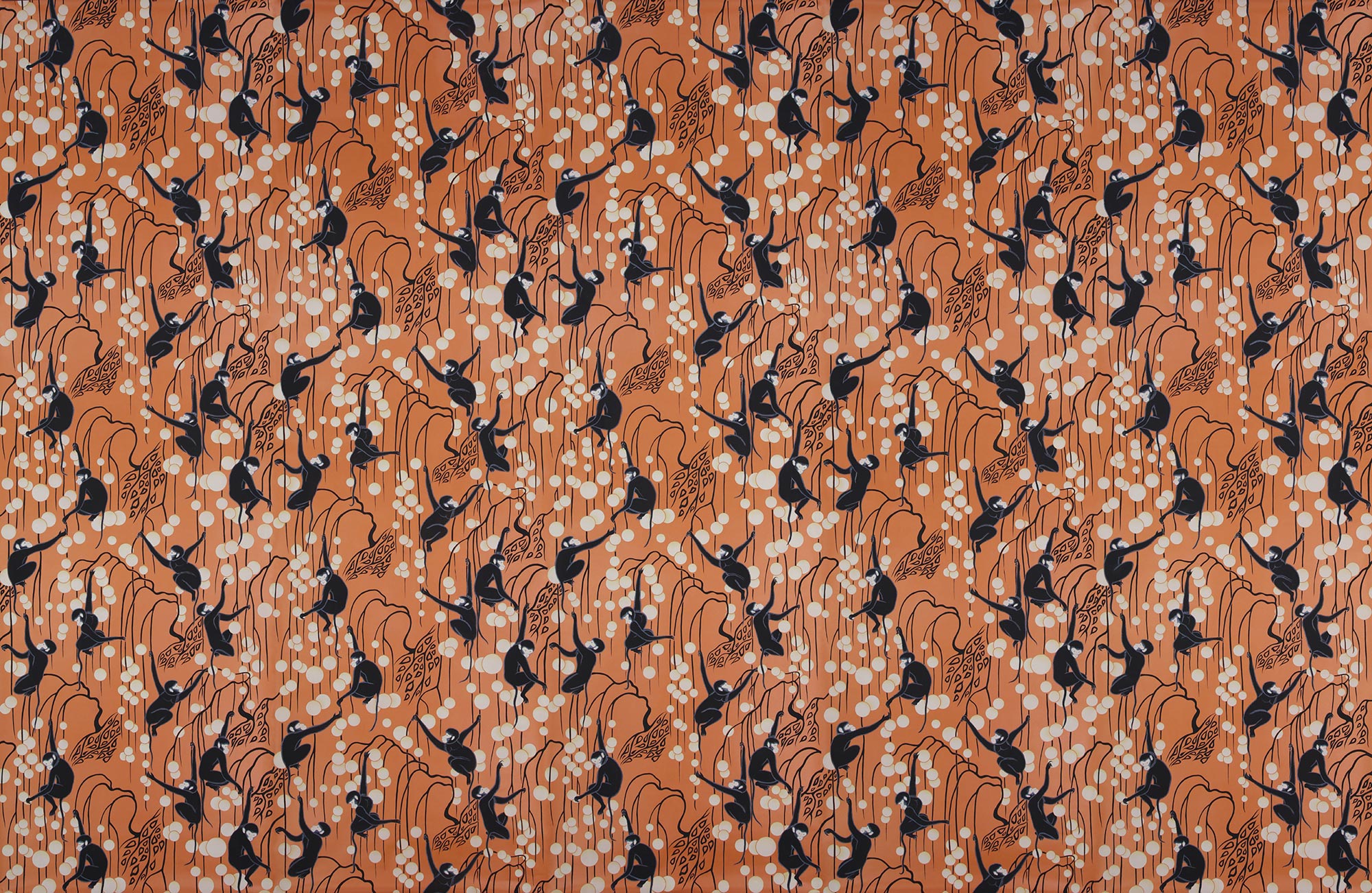 Обои ручная роспись Deco Monkeys Terracotta on dyed paper Обои ручная роспись Deco Monkeys Terracotta on dyed paper - постер Loft-Concept в Кирове