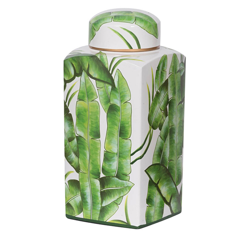 Ваза Vase Green Leaves 36 Зеленый Белый Ваза Vase Green Leaves 36 Зеленый Белый в Кирове | Loft Concept