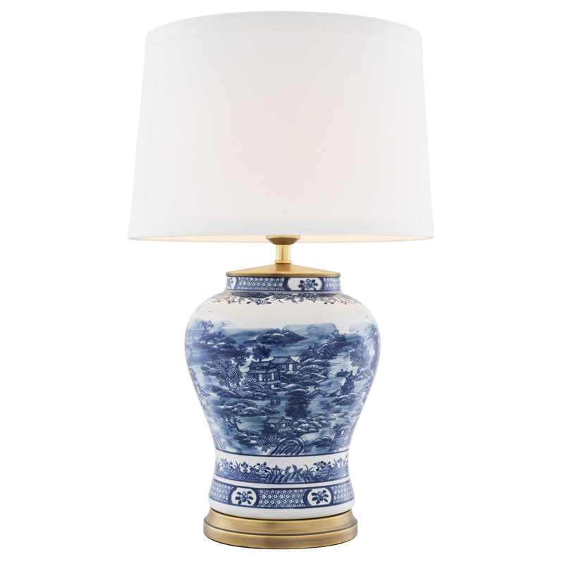 Настольная лампа Eichholtz Table Lamp Chinese Blue Белый Синий Латунь Античная полированная Настольная лампа Eichholtz Table Lamp Chinese Blue Белый Синий Латунь Античная полированная в Кирове | Loft Concept