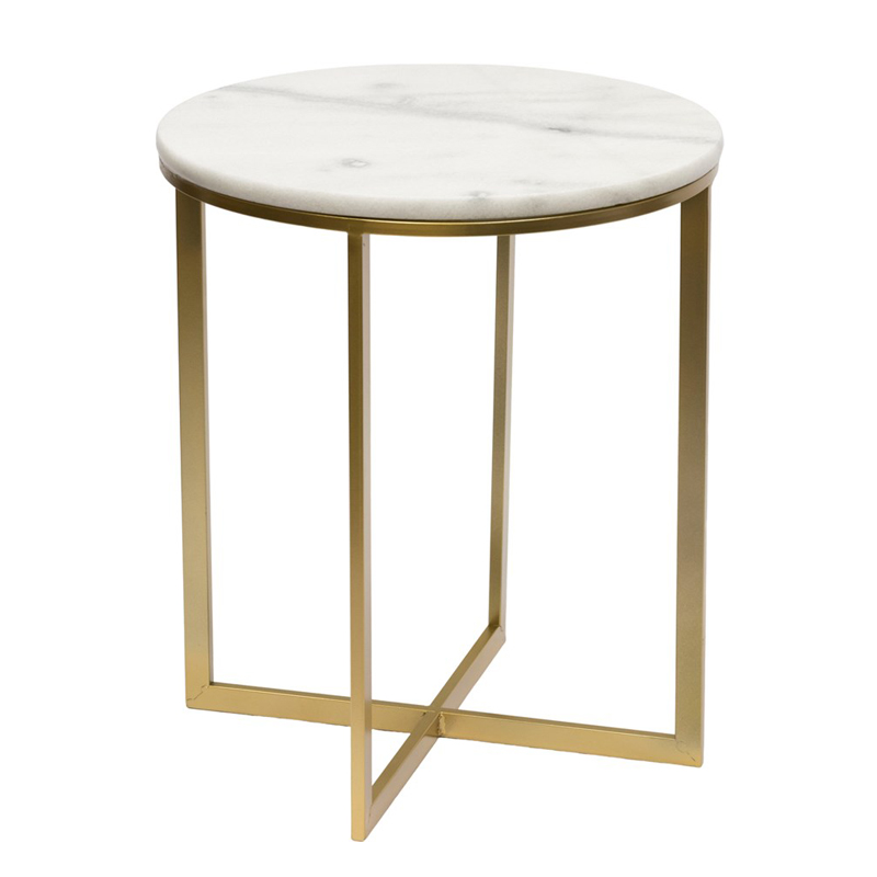 Приставной стол Round Table Marble white Золотой Белый Мрамор Bianco Приставной стол Round Table Marble white Золотой Белый Мрамор Bianco в Кирове | Loft Concept