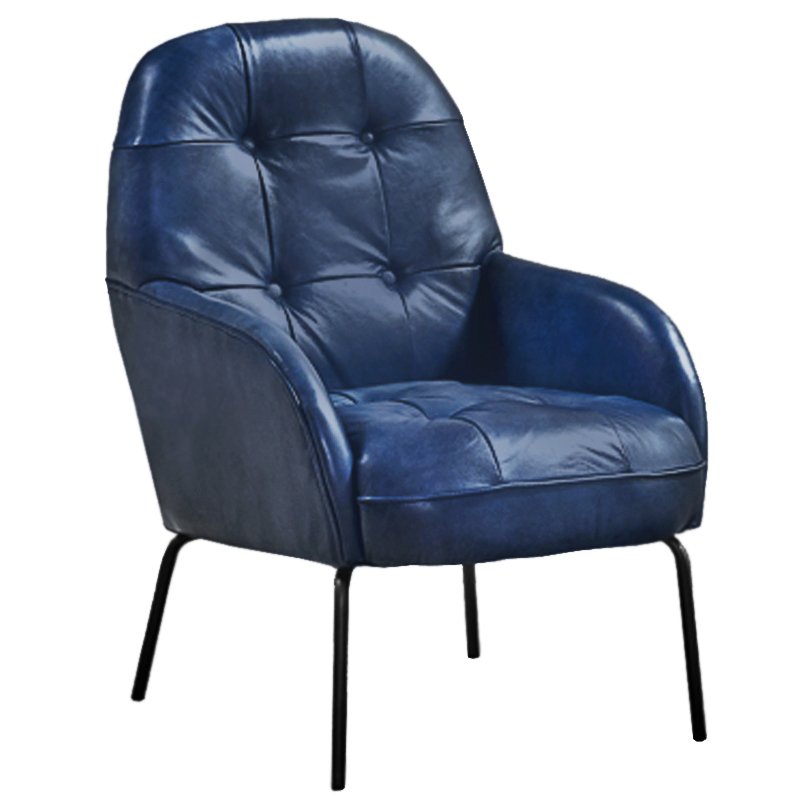 Кресло SHAPKIN LEATHER ARM CHAIR BLUE Синий Черный Кресло SHAPKIN LEATHER ARM CHAIR BLUE Синий Черный в Кирове | Loft Concept