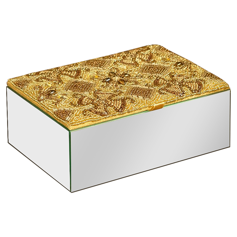 Шкатулка с вышивкой из бисера Aruna Beads Embroidery Mirror Box Зеркало Золотой Шкатулка с вышивкой из бисера Aruna Beads Embroidery Mirror Box Зеркало Золотой в Кирове | Loft Concept