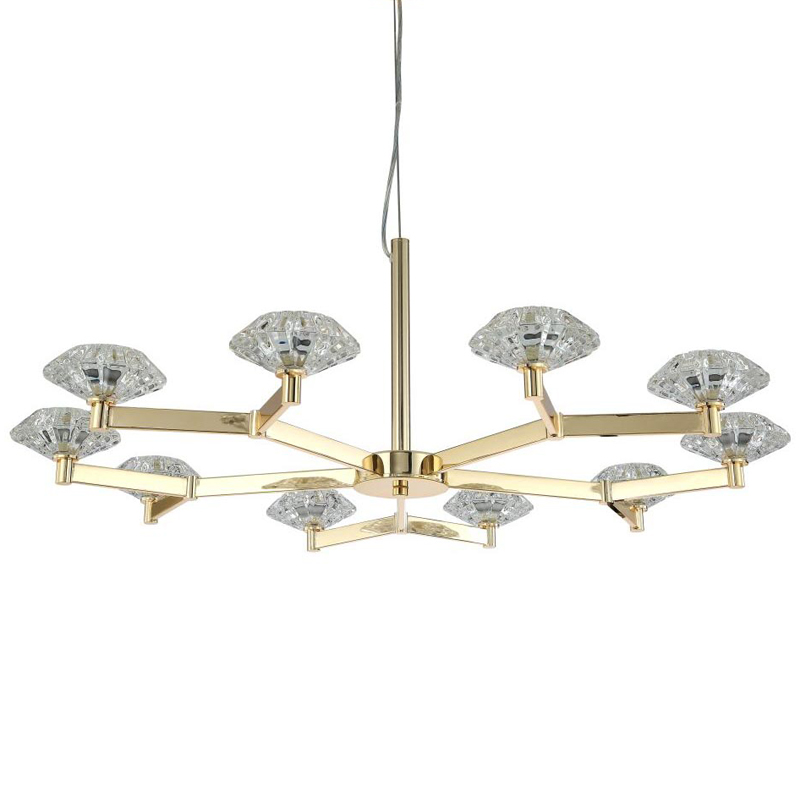 Люстра Yerker Chandelier Gold 10 Глянцевое золото Прозрачный Люстра Yerker Chandelier Gold 10 Глянцевое золото Прозрачный в Кирове | Loft Concept