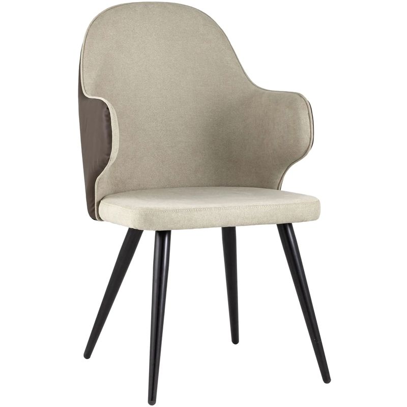 Стул Miruna Fabric and Leather Chair с Подлокотником Бежевый Коричневый Черный Стул Miruna Fabric and Leather Chair с Подлокотником Бежевый Коричневый Черный в Кирове | Loft Concept