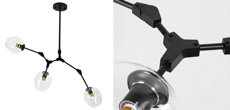 Люстра Сrumpled Glass Bubble Chandelier Black 3 плафона Люстра Сrumpled Glass Bubble Chandelier Black 3 плафона - Loft-Concept в Кирове