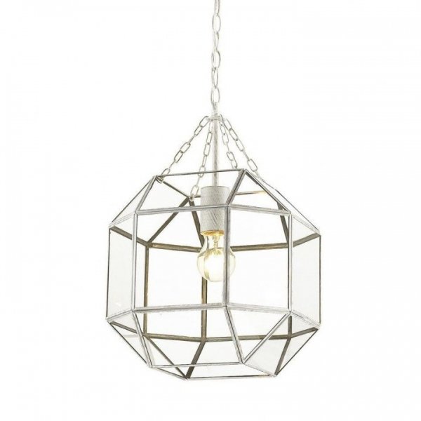 Подвесной светильник Glass & Metal Cage Pendant White Белый в Кирове | Loft Concept 