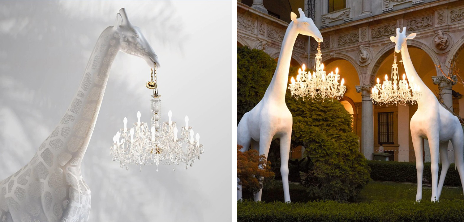 Торшер белый жираф в натуральную величину White Giraffe Lamp large size - фото