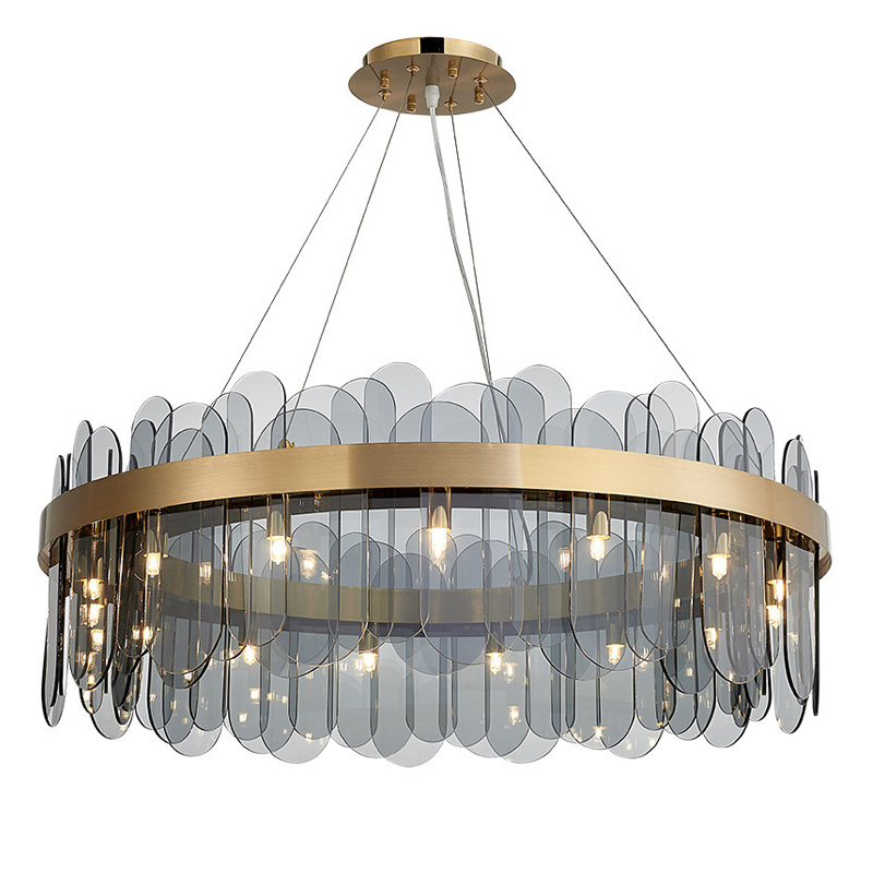 Люстра Blount Chandelier Smokey Латунь Стекло Смок Люстра Blount Chandelier Smokey Латунь Стекло Смок в Кирове | Loft Concept