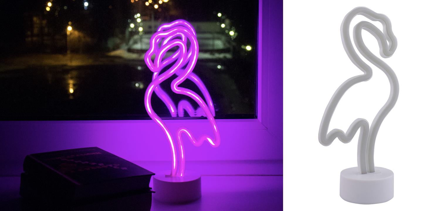 Настольная лампа Неоновый розовый фламинго - фото