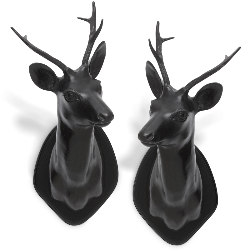 Настенный декор Eichholtz Stag Head set of 2 Черный Коричневый винтаж Настенный декор Eichholtz Stag Head set of 2 Черный Коричневый винтаж в Кирове | Loft Concept