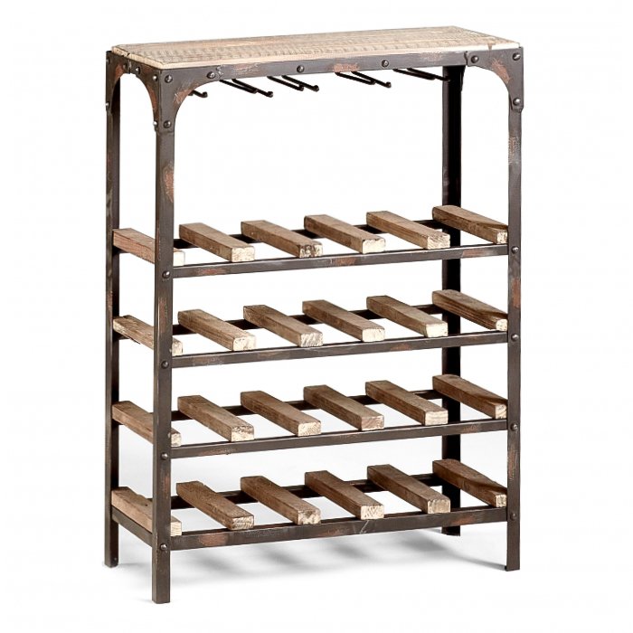 Стеллаж Industrial Metal Rust Console Wine Rack Стеллаж Industrial Metal Rust Console Wine Rack в Кирове | Loft Concept