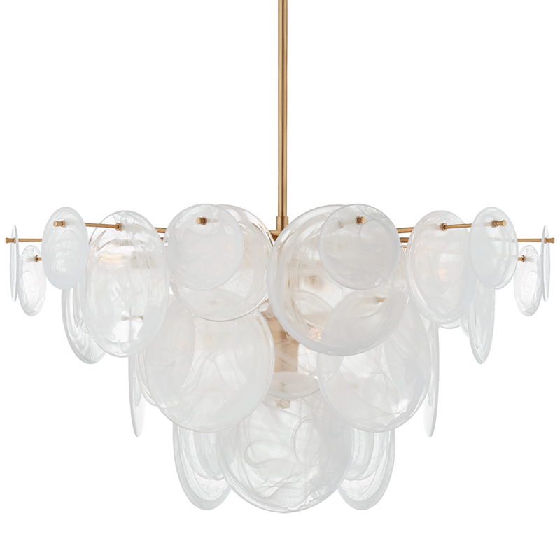Люстра Disk Textured Glass Chandelier Золотой Белое матовое стекло в Кирове | Loft Concept 