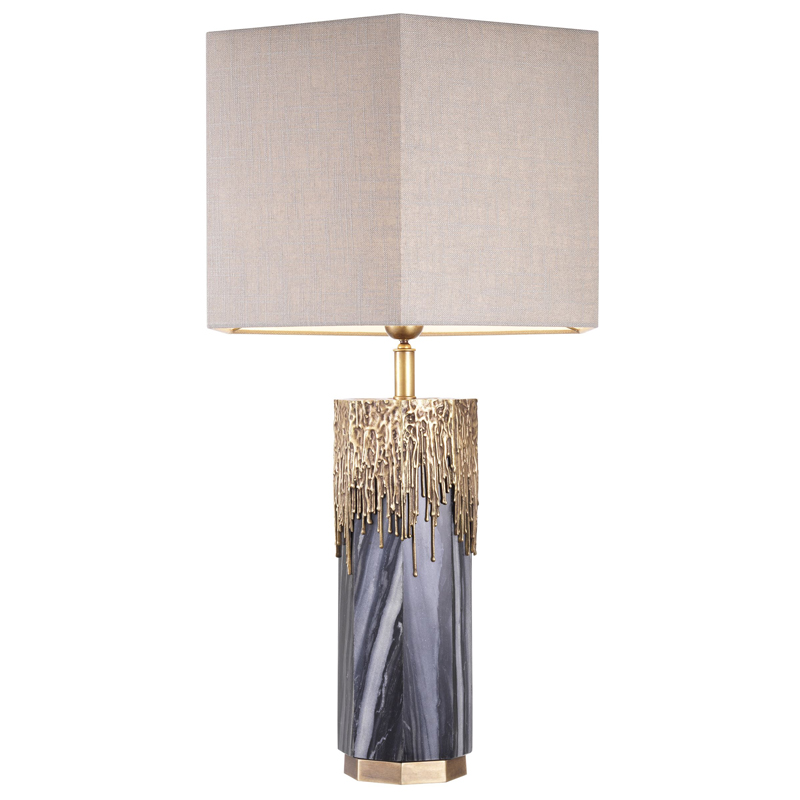 Настольная лампа Eichholtz Table Lamp Miller Серый Бежево-серый Винтажная латунь Настольная лампа Eichholtz Table Lamp Miller Серый Бежево-серый Винтажная латунь в Кирове | Loft Concept