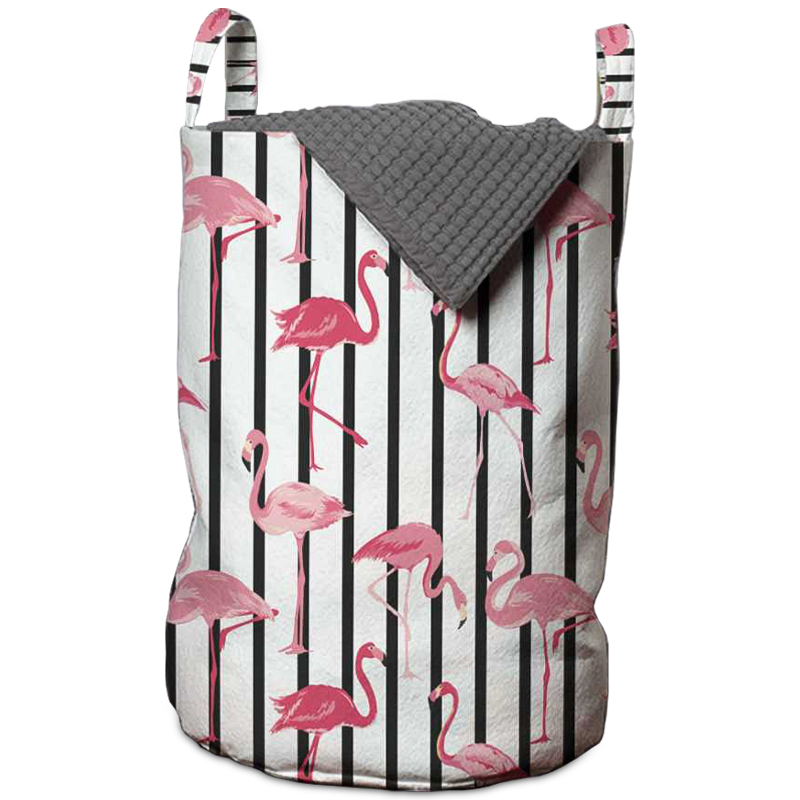 Корзина Flamingo Stripes Basket Черно-белый Розовый пастельный Корзина Flamingo Stripes Basket Черно-белый Розовый пастельный в Кирове | Loft Concept