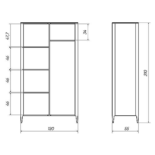 Шкаф двухстворчатый светло-серый Type в Кирове