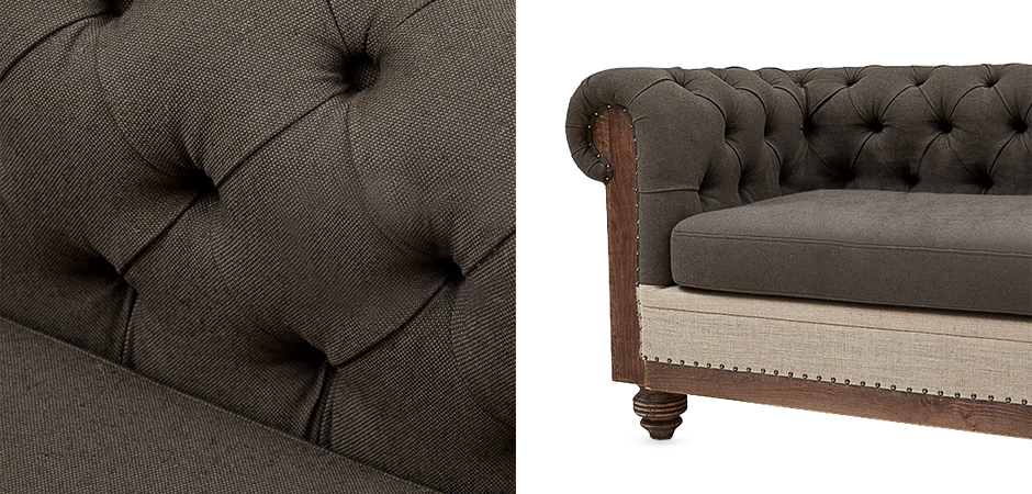 Диван Deconstructed Chesterfield Sofa triple Linen Brown - Loft-Concept в Кирове