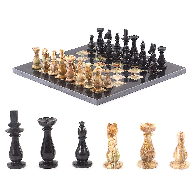 Шахматы настольные из натурального камня Оникс Decorative Thematic Chess Черный Оранжевый Шахматы настольные из натурального камня Оникс Decorative Thematic Chess Черный Оранжевый в Кирове | Loft Concept
