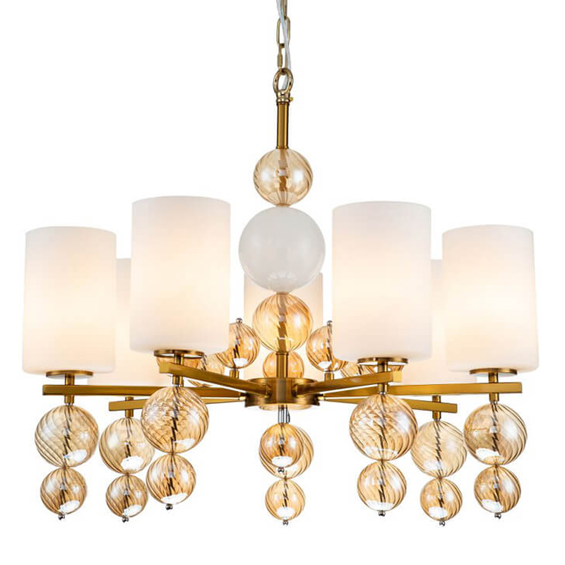 Люстра Blown Glass Balloons Chandelier 7 Латунь Белый Янтарный Люстра Blown Glass Balloons Chandelier 7 Латунь Белый Янтарный в Кирове | Loft Concept