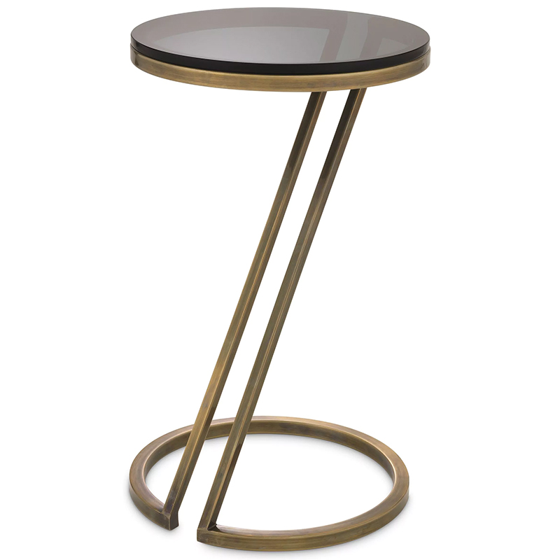 Приставной стол Eichholtz Side Table Falcone Brass Латунь Стекло Смок в Кирове | Loft Concept 