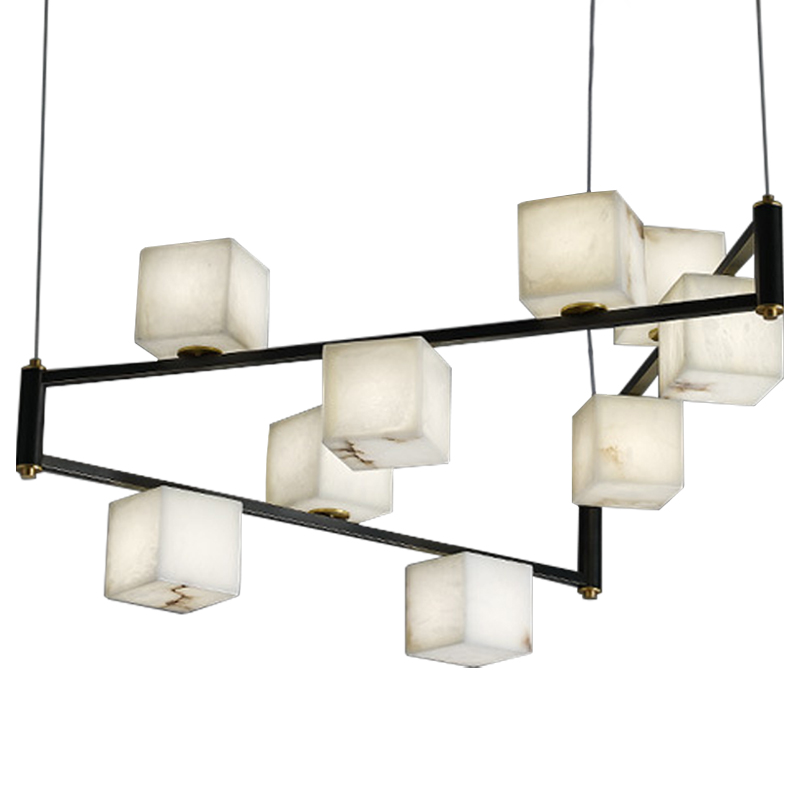 Люстра Marble Cubes Modern Light Chandelier 9 плафонов Белый Мрамор Bianco Черный Латунь в Кирове | Loft Concept 