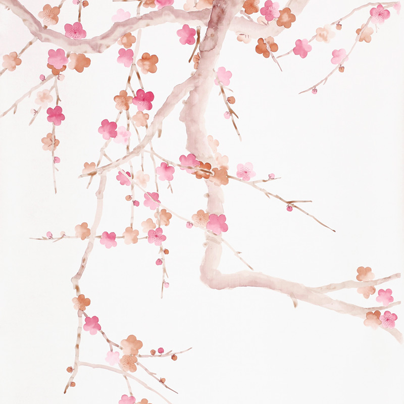 Обои ручная роспись Plum Blossom Bleached on Bleached White dyed silk Обои ручная роспись Plum Blossom Bleached on Bleached White dyed silk в Кирове | Loft Concept