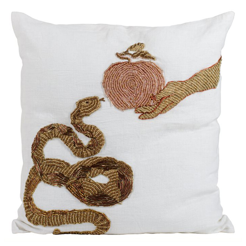 Подушка с вышивкой из бисера Snake with Apple Мульти Подушка с вышивкой из бисера Snake with Apple Мульти в Кирове | Loft Concept