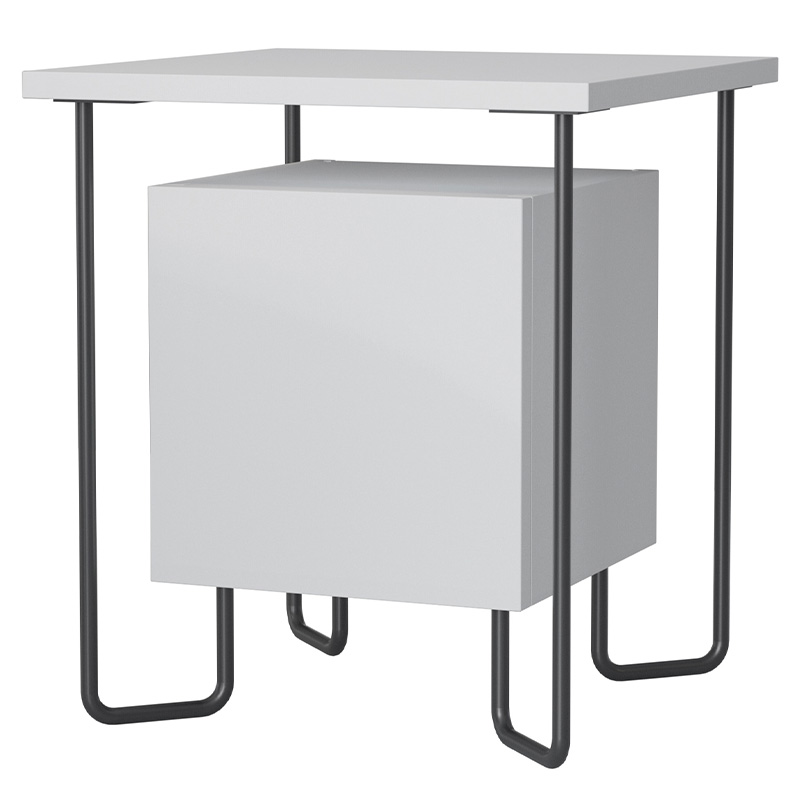 Прикроватная тумба белого цвета с дверцей ACRES NIGHTSTAND WHITE Белый Черный Прикроватная тумба белого цвета с дверцей ACRES NIGHTSTAND WHITE Белый Черный в Кирове | Loft Concept