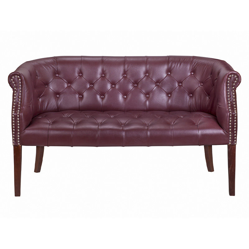 Диван из натуральной кожи на 4-х деревянных ножках из массива бука Chloe Leather Seating vine Бордовый Коричневый Диван из натуральной кожи на 4-х деревянных ножках из массива бука Chloe Leather Seating vine Бордовый Коричневый в Кирове | Loft Concept