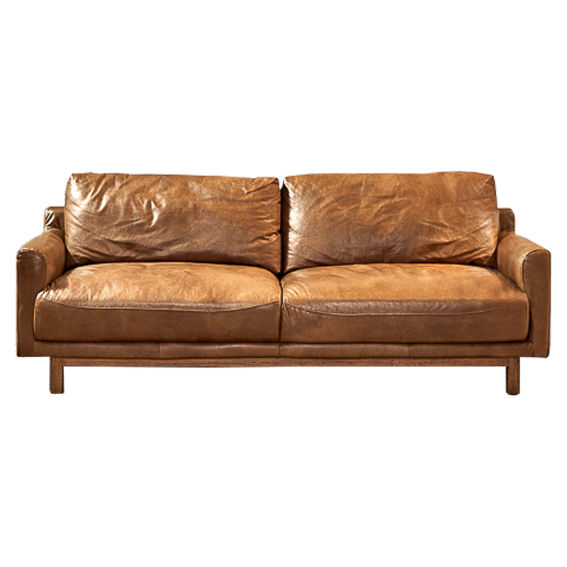 Диван Caramel Leather & Wood Triple Sofa Карамель Диван Caramel Leather & Wood Triple Sofa Карамель в Кирове | Loft Concept