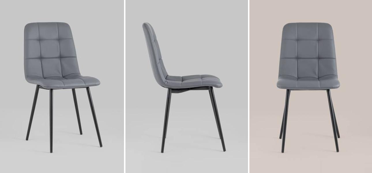 Стул NANCY S Chair Серая Экокожа - фото