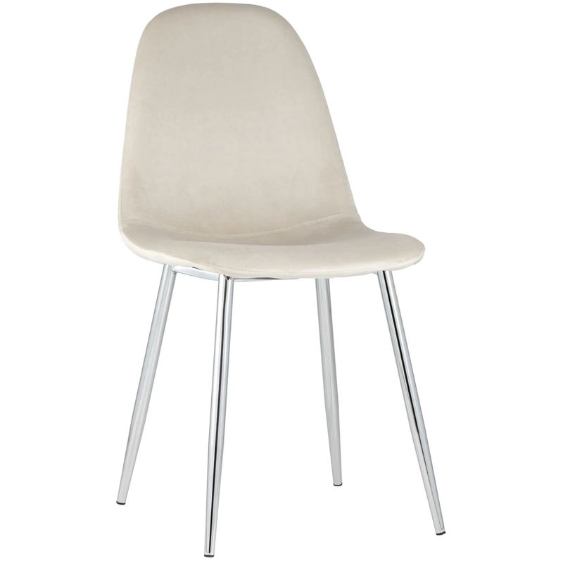 Стул Archie Chair Молочный Велюр Хромированные ножки Молочный Серебряный Стул Archie Chair Молочный Велюр Хромированные ножки Молочный Серебряный в Кирове | Loft Concept