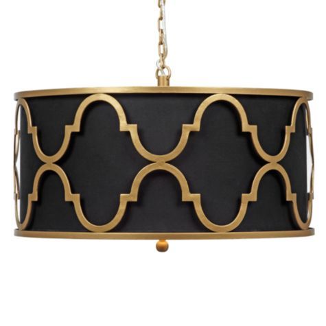 Люстра Black Shade Gold Quatrefoil Overlay Drum Pendant Черный Люстра Black Shade Gold Quatrefoil Overlay Drum Pendant Черный в Кирове | Loft Concept