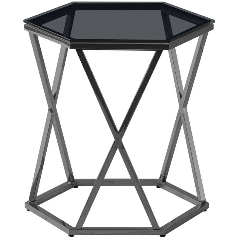 Стол приставной Ormando Collection Dark Chrome №2 Темный хром Стекло Смок Стол приставной Ormando Collection Dark Chrome №2 Темный хром Стекло Смок в Кирове | Loft Concept