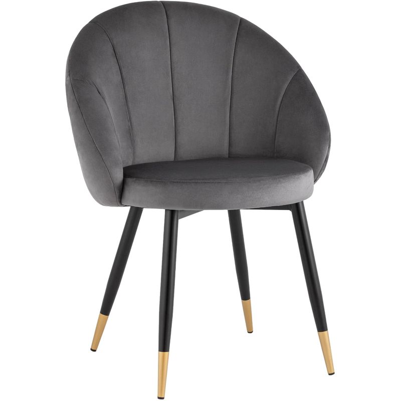 Стул Alberto Chair Серый Велюр Серый Черный Золотой Стул Alberto Chair Серый Велюр Серый Черный Золотой в Кирове | Loft Concept
