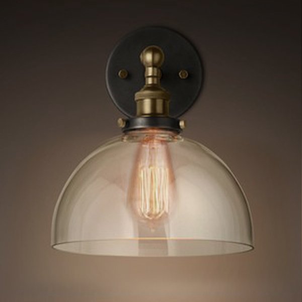 Бра Factory Filament Glass Dome Sconce Прозрачный Бронза Черный Бра Factory Filament Glass Dome Sconce Прозрачный Бронза Черный в Кирове | Loft Concept