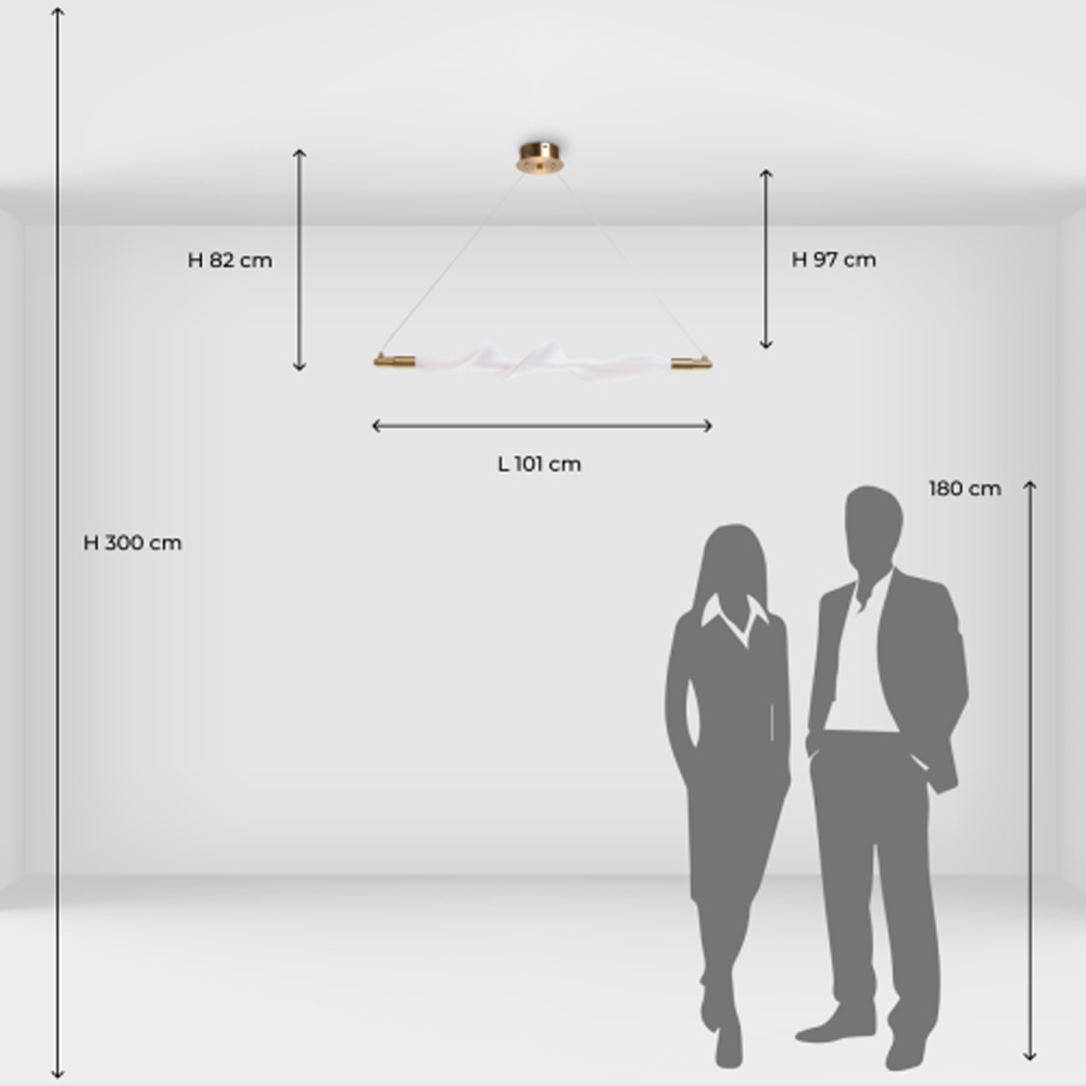 Люстра горизонтальная с волнистым белым плафоном Golden Swirl в Кирове