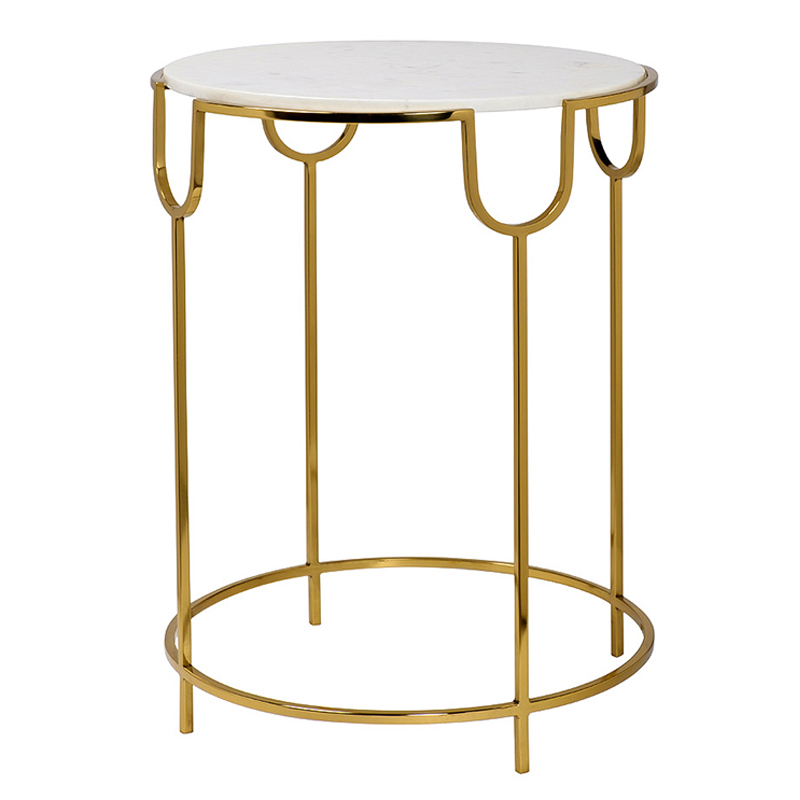 Приставной стол Bettina Side Table Глянцевое золото Белый Мрамор Bianco Приставной стол Bettina Side Table Глянцевое золото Белый Мрамор Bianco в Кирове | Loft Concept