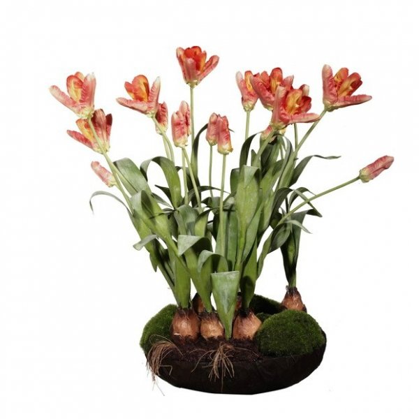 Декоративный искусственный цветок Orange Tulips Зеленый Оранжевый в Кирове | Loft Concept 