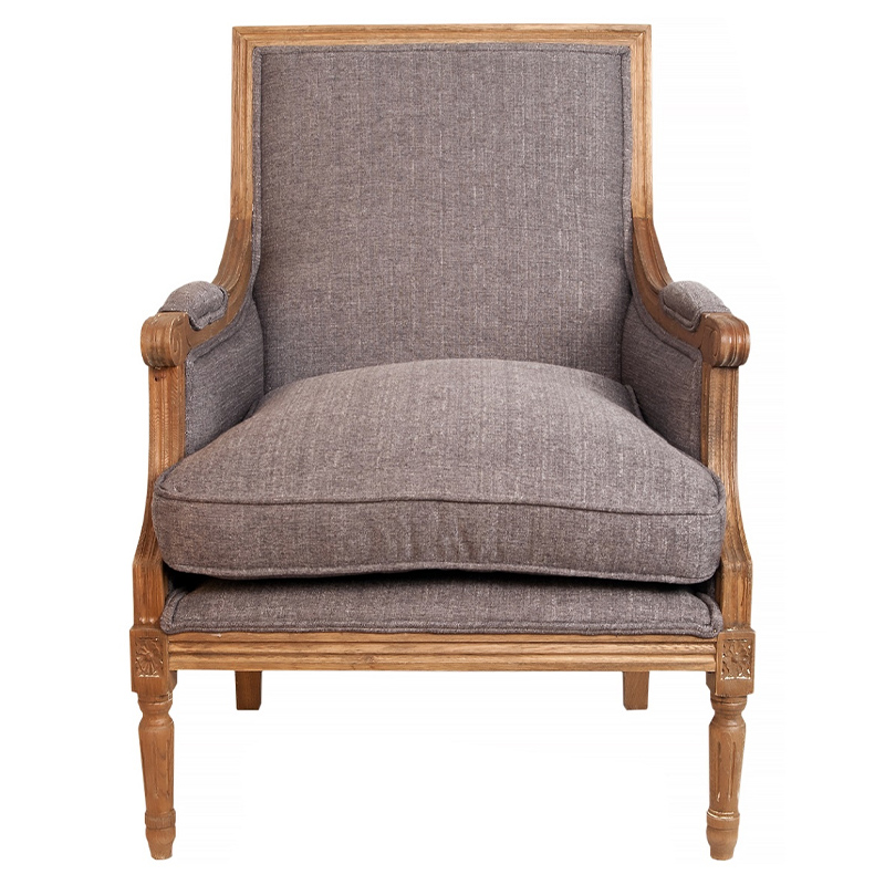 Кресло William Classical Armchair grey flax Серый Коричневый Кресло William Classical Armchair grey flax Серый Коричневый в Кирове | Loft Concept