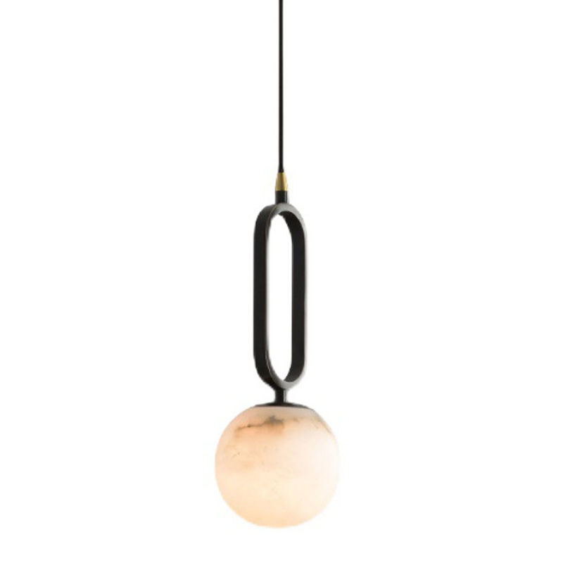 Подвесной светильник Reine Marble Hanging Lamp Черный Белый Мрамор Bianco Латунь Подвесной светильник Reine Marble Hanging Lamp Черный Белый Мрамор Bianco Латунь в Кирове | Loft Concept
