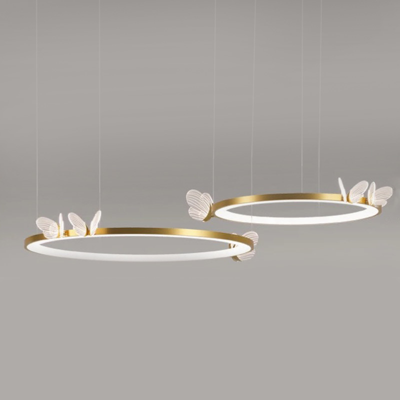 Подвесной светильник двойное кольцо с бабочками Butterfly Double Ring F Прозрачный Латунь Подвесной светильник двойное кольцо с бабочками Butterfly Double Ring F Прозрачный Латунь в Кирове | Loft Concept