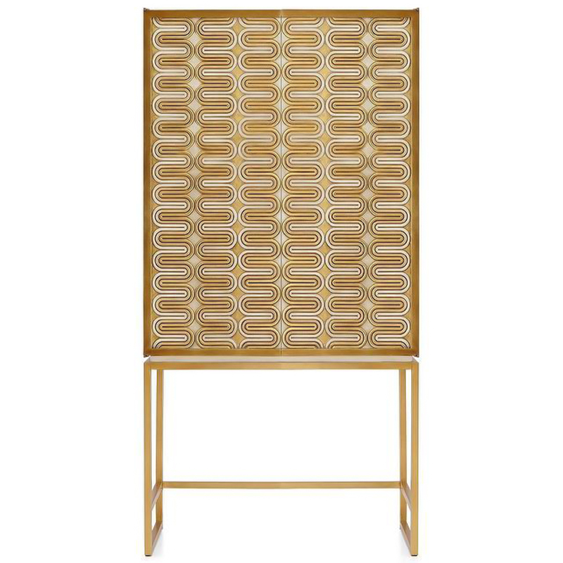 Шкаф Park Avenue Brass Wave Pattern Bar Cabinet Белый Золотой Шкаф Park Avenue Brass Wave Pattern Bar Cabinet Белый Золотой в Кирове | Loft Concept