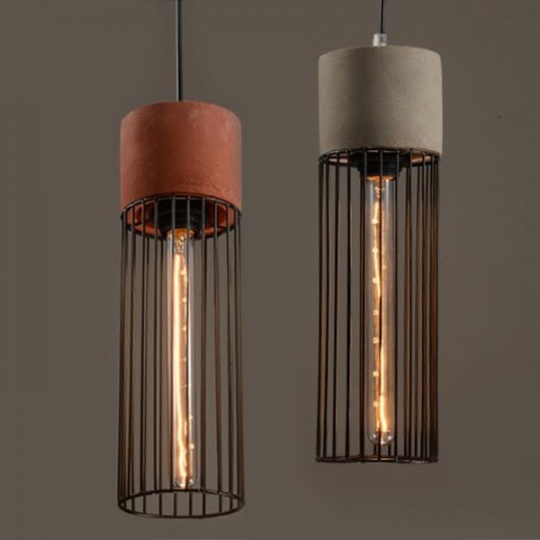 Подвесной светильник Cement Droplight Pendant Light cylinder Серый Красный Черный в Кирове | Loft Concept 