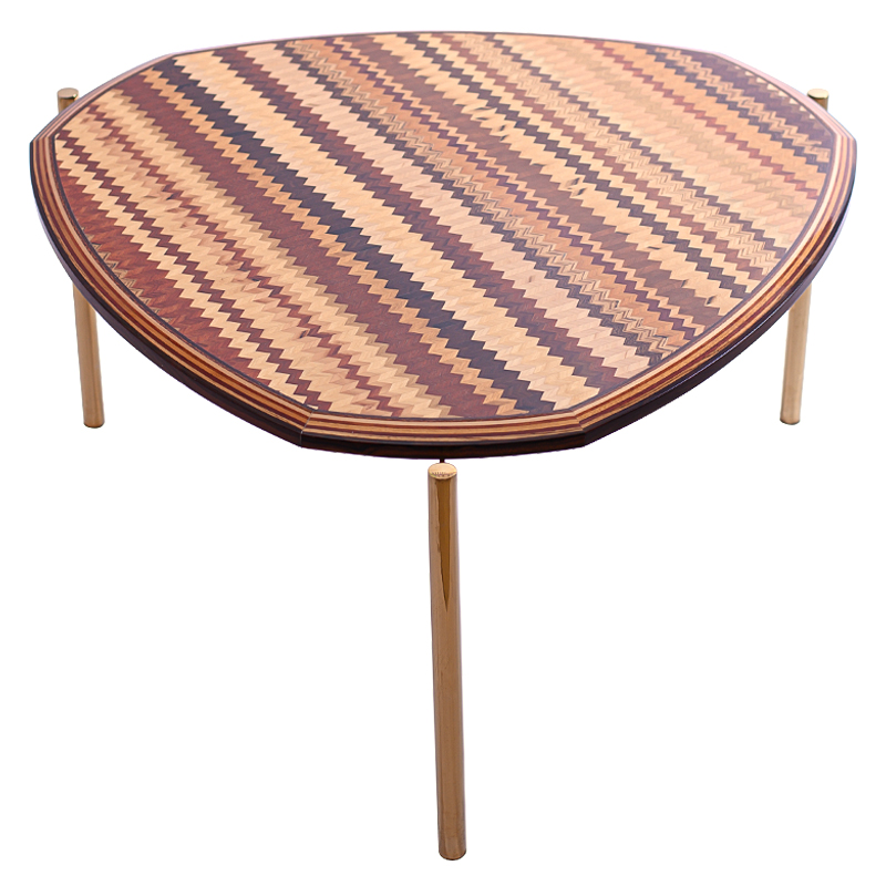 Кофейный стол Zig Zag Coffee Table Коричневый Золотой Кофейный стол Zig Zag Coffee Table Коричневый Золотой в Кирове | Loft Concept
