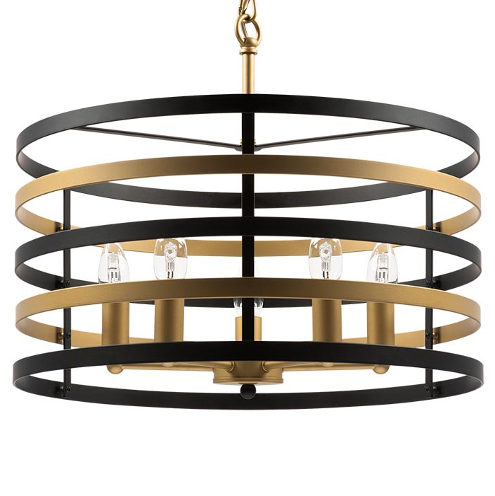 Люстра Gold Stripes Chandelier 5 Черный Золотой в Кирове | Loft Concept 