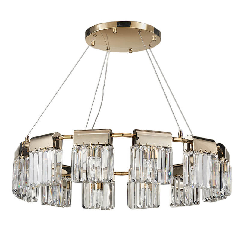 Люстра Crystal Pendants gold 12 Глянцевое золото Прозрачное Стекло Люстра Crystal Pendants gold 12 Глянцевое золото Прозрачное Стекло в Кирове | Loft Concept
