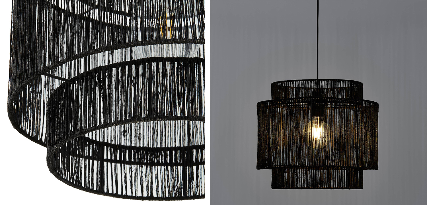 Подвесной светильник Signe Wicker Hemp Black Dual - фото