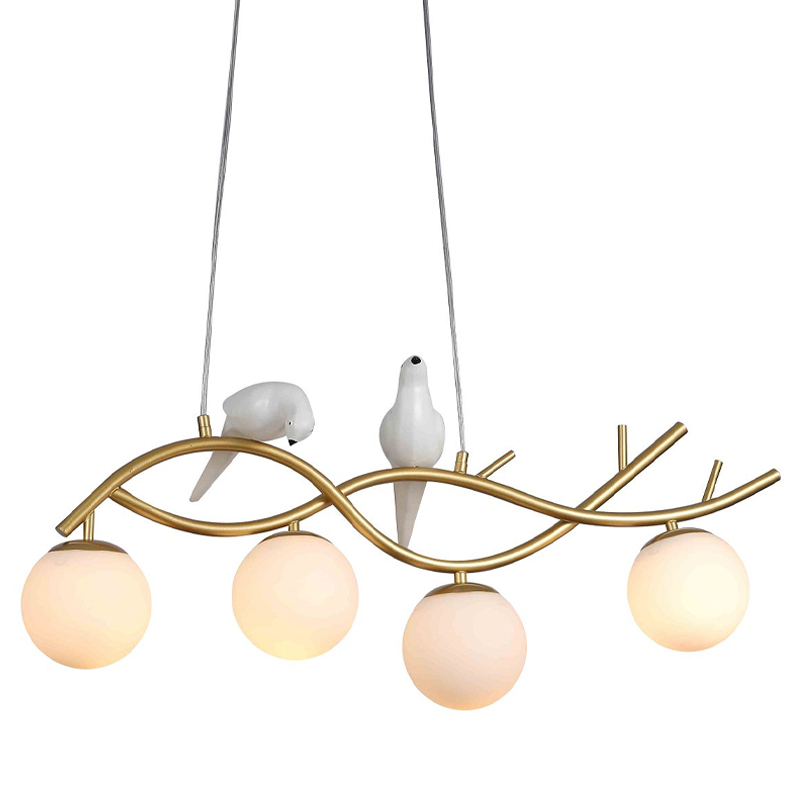 Люстра с белыми птицами Provence Bird Золотой Белый Люстра с белыми птицами Provence Bird Золотой Белый в Кирове | Loft Concept